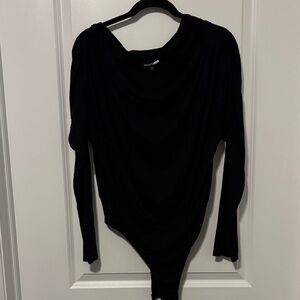 Fashion Nova Black Draped Bodysuit